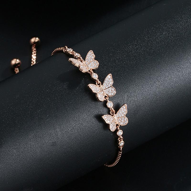 Butterfly Inlaid Zircon Bracelet for Women Adjustable Golden Color Aesthetic Bracelets Temperament Luxury Designer Zircon