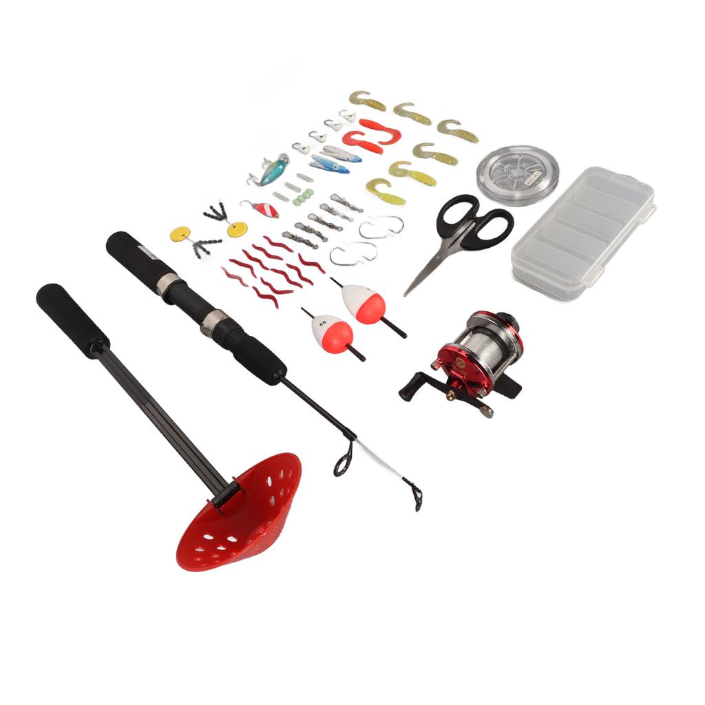 50cm Eisangelrute Rolle Köder Löffel Komplette Sets mit Angeltasche Eisangelausrüstung