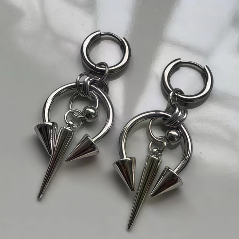 Punk Rivet Earrings For Women Korean Fashion Geometric Earrings Charms Goth Grunge Earrings Accessories Hip-Hop Fashion Jewelry