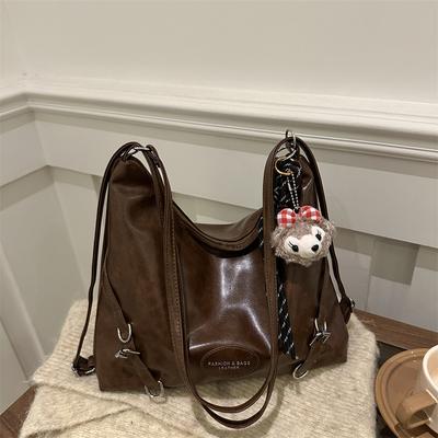 Large Capacity Tote Bag Women's 2025 Autumn and Winter New Retro Fashion Shoulder Bag Feeling Messenger Bag Student Class Bag