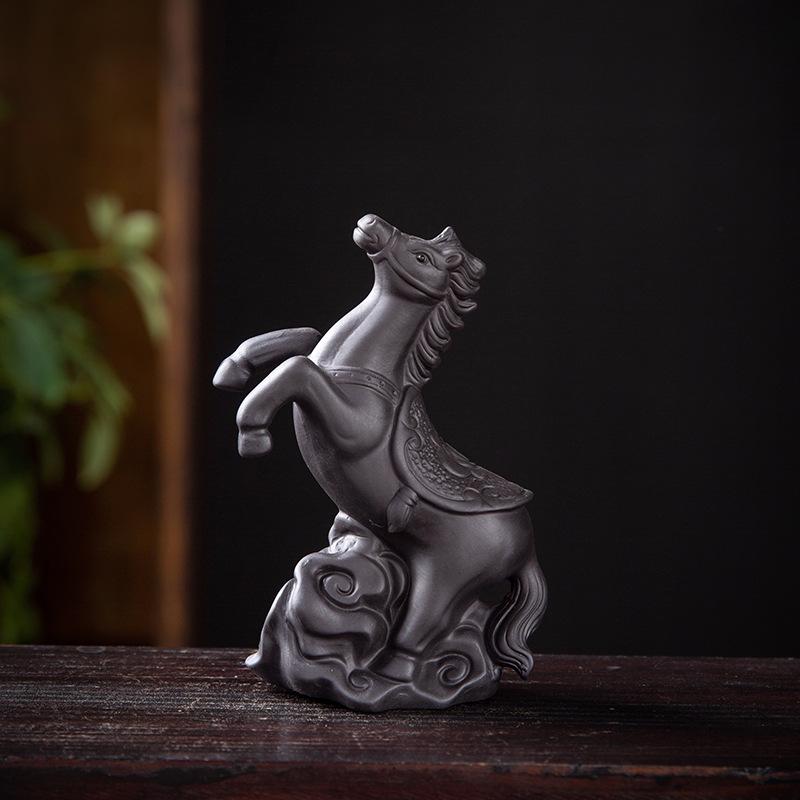 Purple Clay Zodiac Animal Horse Tea Pet Ornament – Cute, Creative Tea Table Dragon Mascot Decoration
