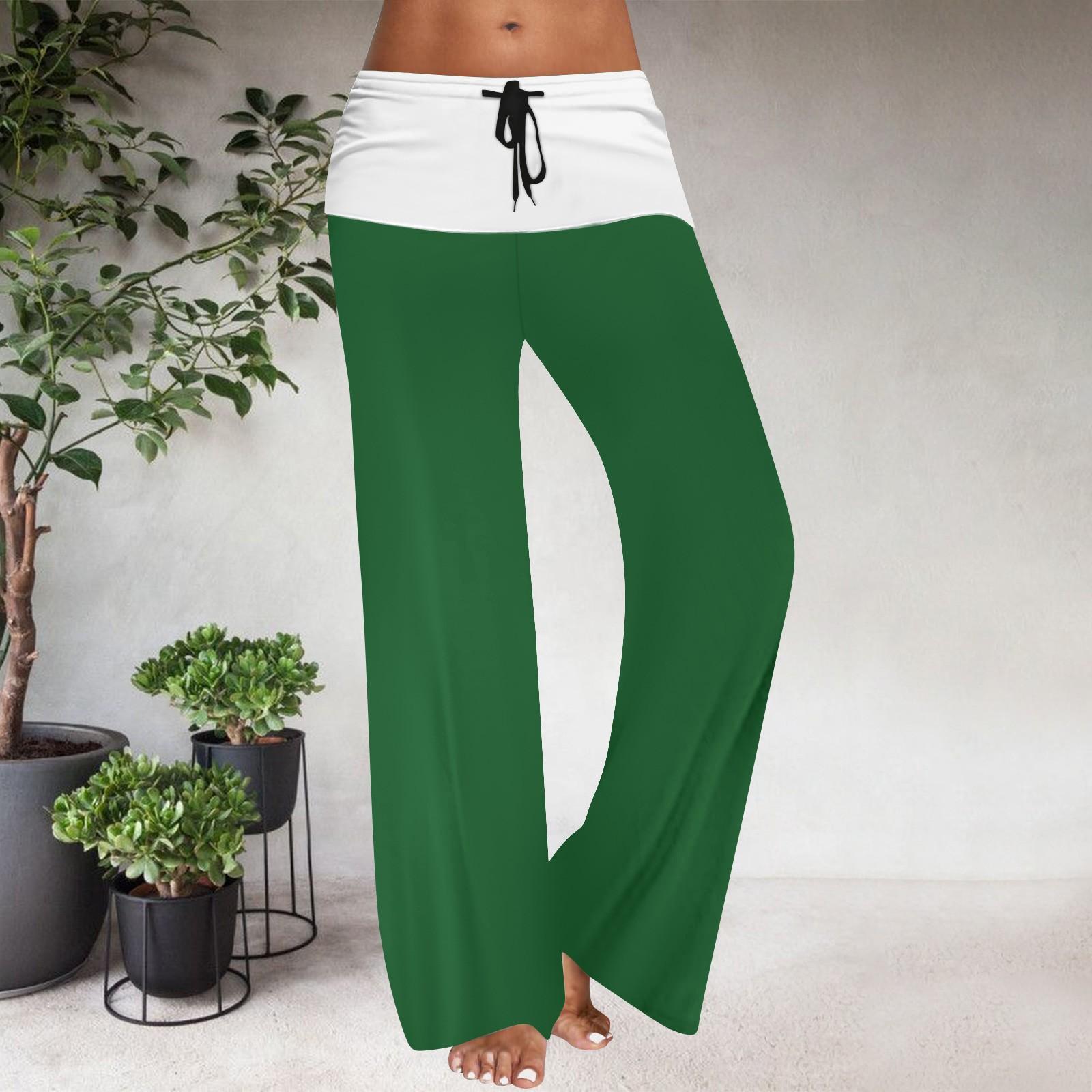 

Women s Drawstring Elastic Waistband Wide Leg Color Matching Casual Pants XL