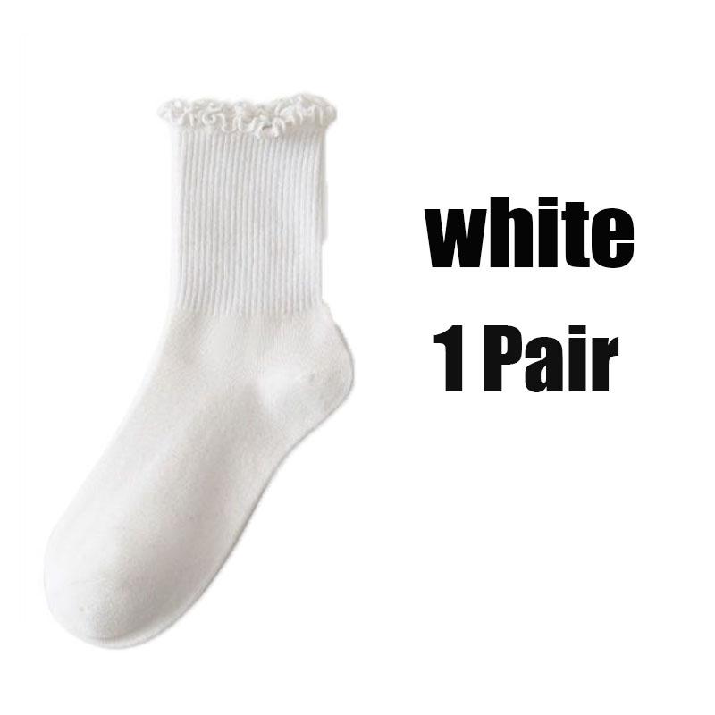

1/3 пары носков с оборками для женщин, средней длины, до середины голени, до щиколотки, дышащие, черные, белые, бежевые, женские модные хлопковые носки