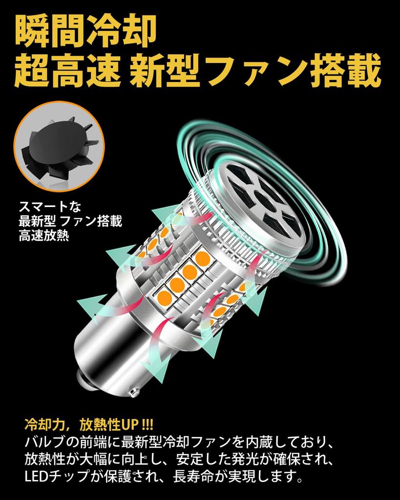 RUICC S25 LED Turn Signal Super Latest Model with Cooling for Vehicle Inspection Pack of 2 Bulbs, Single, 150-Degree Amber, Bright, Built-in Resistor,