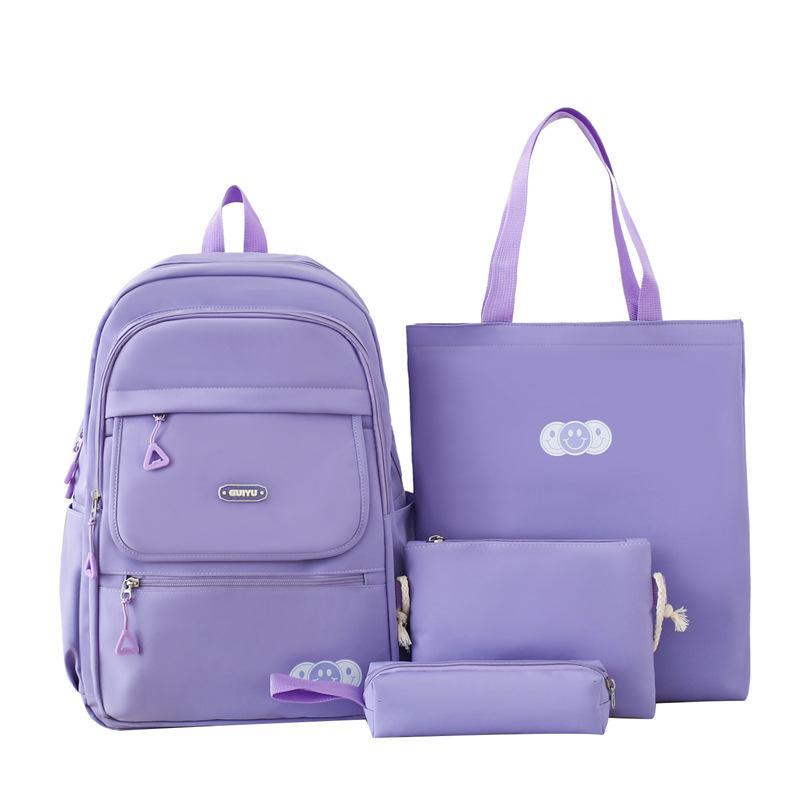 Junior High School Students' School Bag Korean Version Four-piece Set Senshi Fresh Campus Backpack Elementary School Students' Large Capacity Backpack