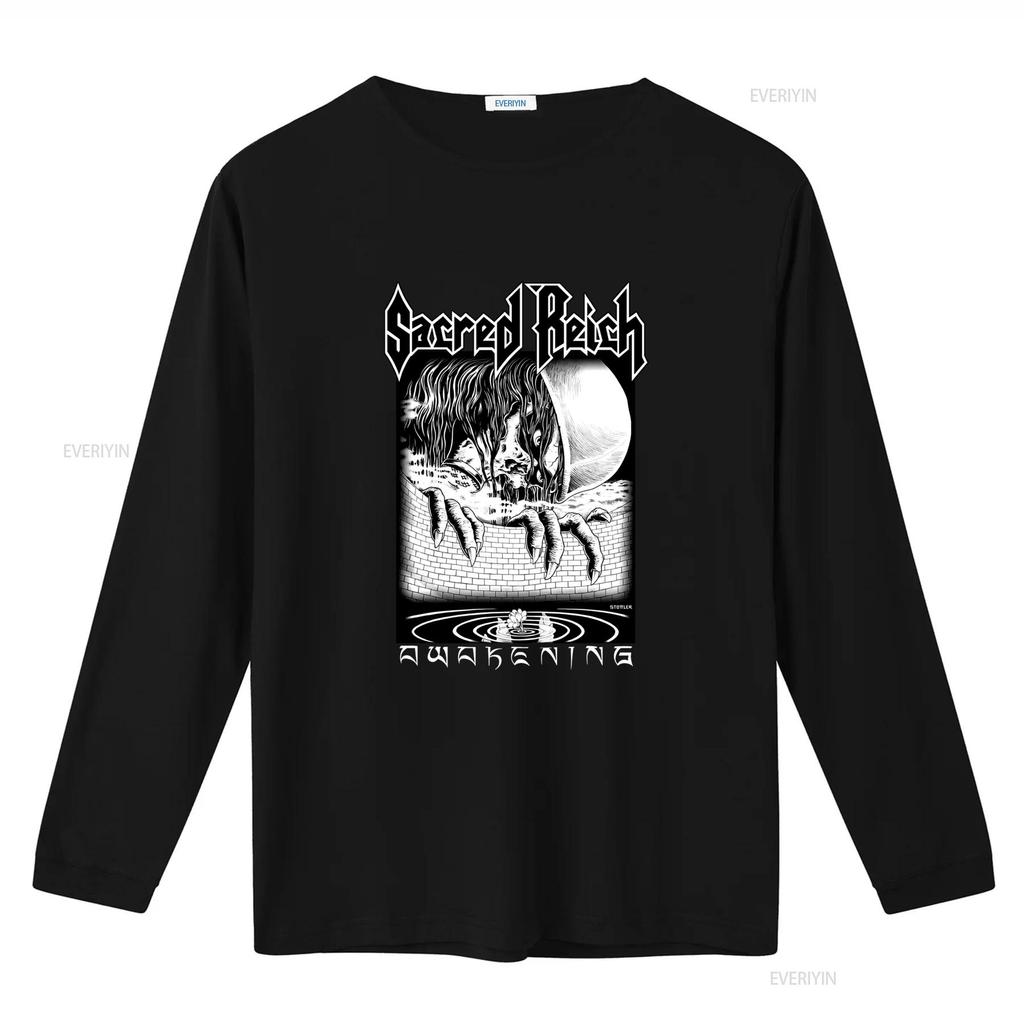 Sacred Reich Awakening Tour T Shirt Heavy Metal Band Design Fit Premium Quality Print Vintage Washed Casual Designer Clothes