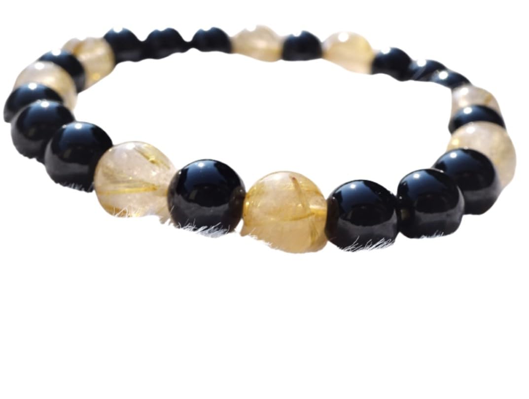 

the ultimate Gold Rutilated on your Gold Rutilated Morion Bracelet for Men and Women Natural Stone Power Stone 8mm 18cm Kanoishi [Wear