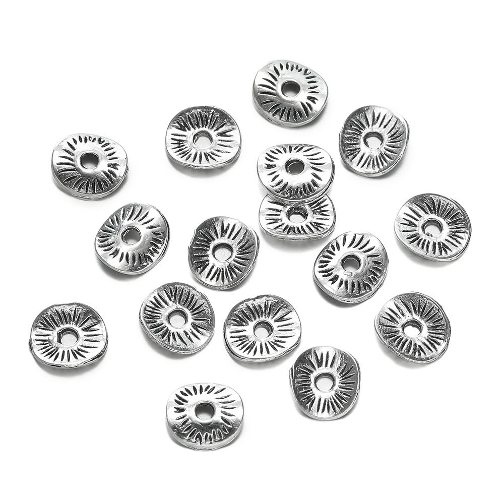 50pcs 7.5x8.5mm Round Curved Brushed Disks Spacer Beads for Bracelet Necklace Jewelry Making Accessories Supplies