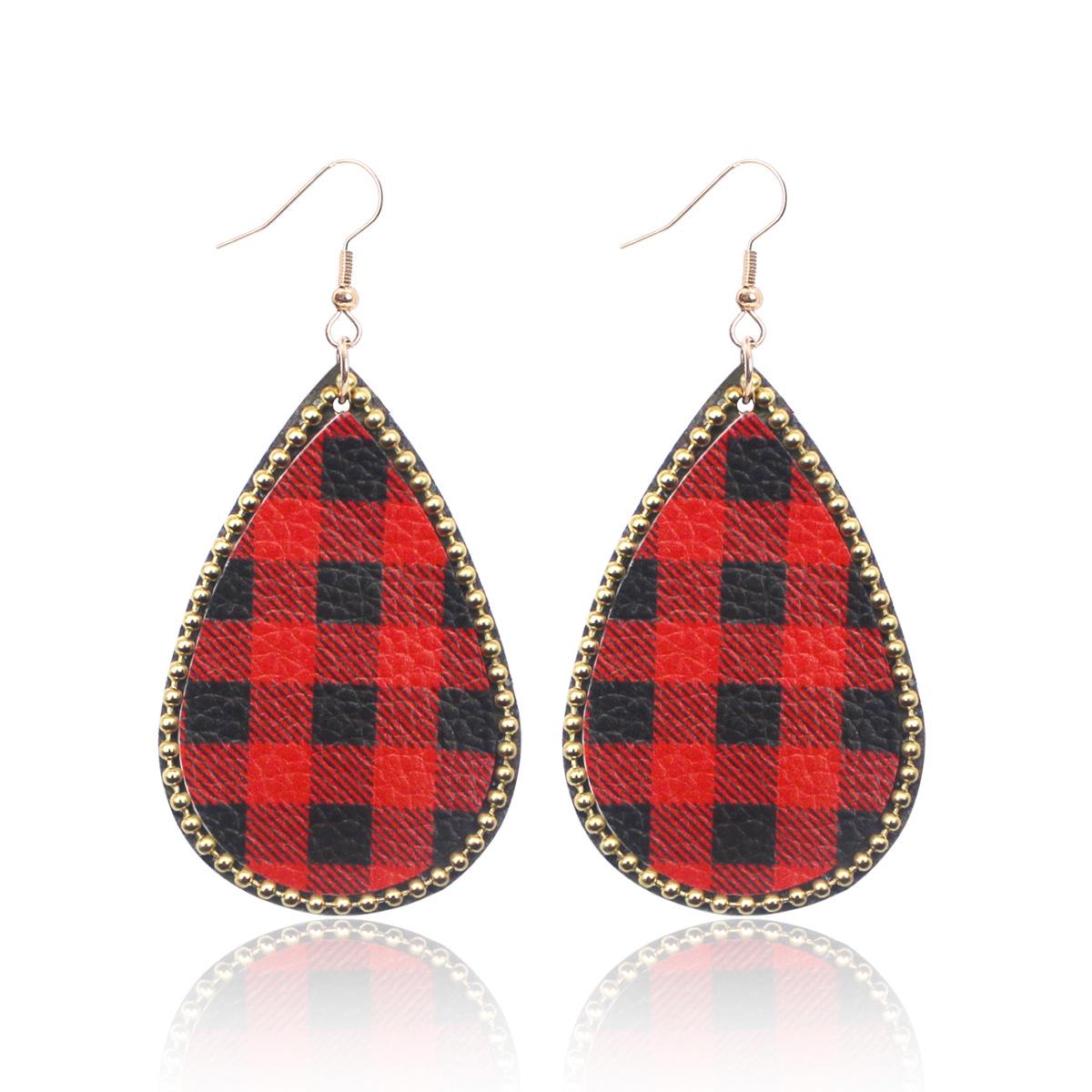 

Valentine s Day Leopard Print Rhinestone Heart Teardrop Leather Earrings
