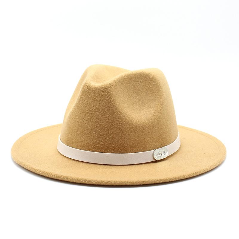 Top Hat British Classic Jazz Hat Wool Hat Big Eave Hat Versatile Flat Edge Hat Felt Hat