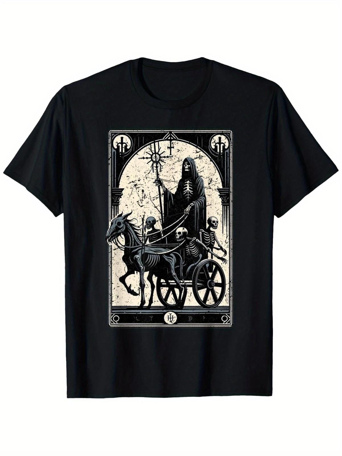 The Chariot Tarot Card Graphic T-Shirt Gothic Mystic Vintage Tee XXL