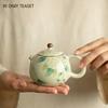 150ml Traditional Ru Kiln Ceramic Teapots Ball Hole Filter Xishi Tea Pot Handmade Flowers Pattern Beauty Kettle Chinese Tea Set