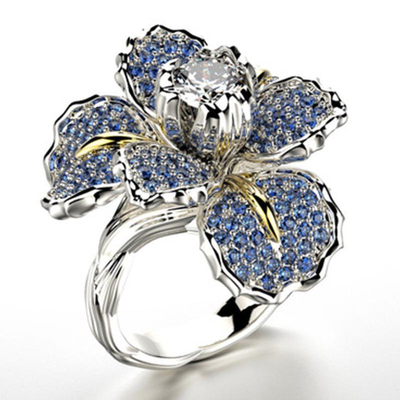 Bague Pétale de Rose Exagérée - Style Européen et Américain, Bijoux Métalliques Créatifs