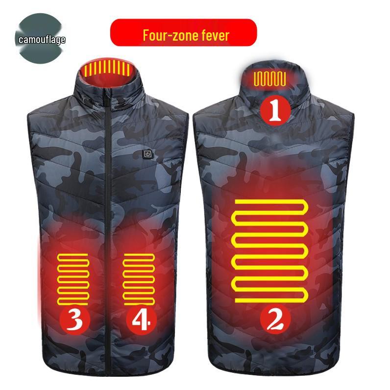 Herren Beheizbare Stehkragenweste mit USB-betriebenem Kohlefaser-Heizsystem