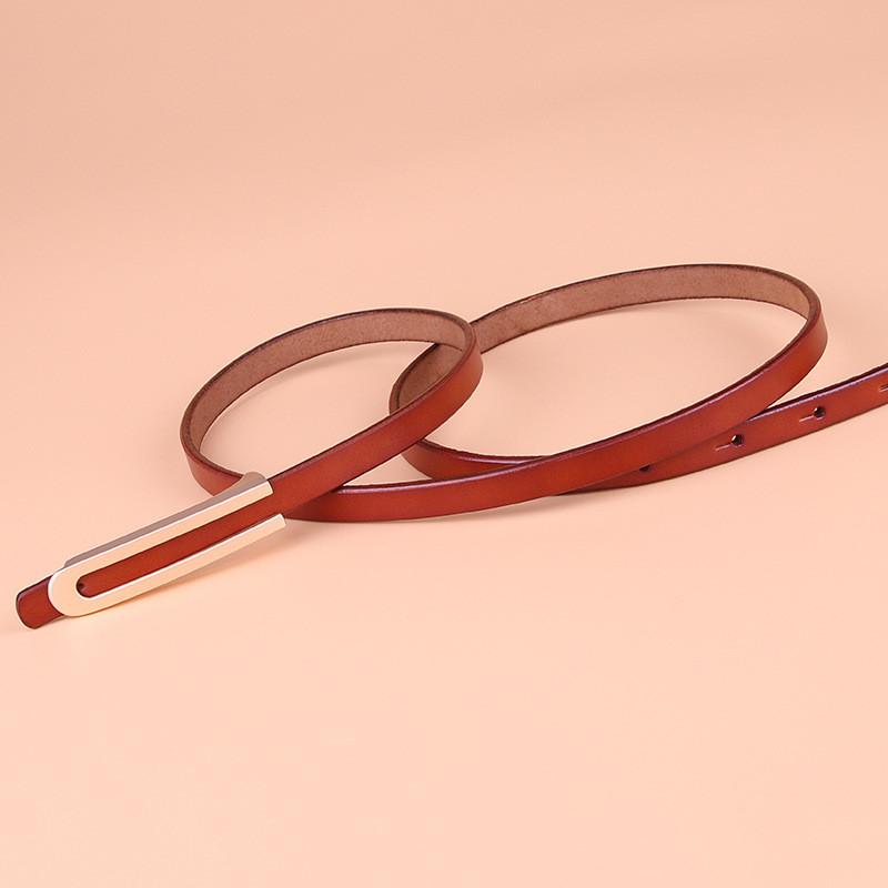 Genuine Leather Slim Waist Belt For Women With Metal Clasp Suitable For Business And Everyday Outfits