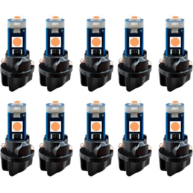 10PCS T5 LED Bulb with Twist Lock Socket- 74 37 2721 PC74 PC37 LED Dashboard Trument Panel Gauge Cluster Indicator Light Bulbs- Bright 3030 SMD 12