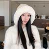Plush Hat Lady Winter Big Head Circumference Bucket Hat Warm Mongolian Hat Cute Hairball Hat