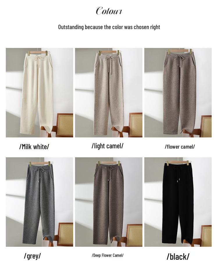 High-Waisted Wool Knit Slim-Fit Harem Pants for Women