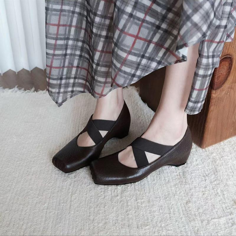 Superweiches Schaffell~ innere Höhenerhöhung 5cm Elefantenmuster leichte Mund Einzel Schuhe Retro Kälte Ballerinas Damen Mary Jane Schuhe
