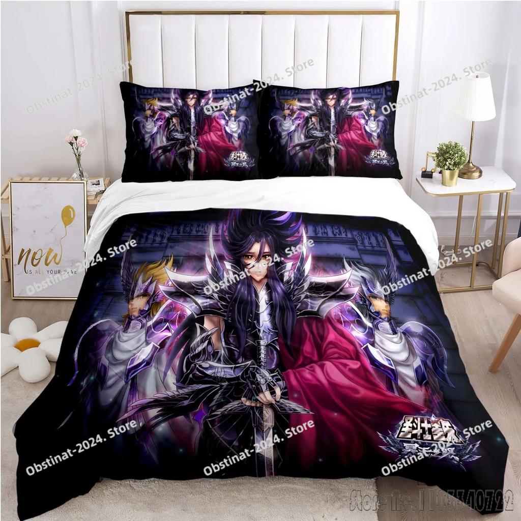Admire Saint Seiya Pattern Bedding Set Printed Bed Set Duvet Cover Sheet Pillowcase Bed Soft Quilt Cover Full Queen King Size