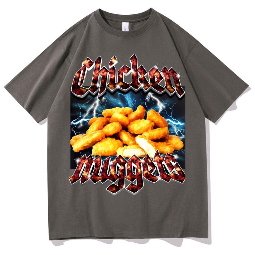Funny Chicken Nuggets Meme Graphic Tshirt Unisexs Women Vintage Style Oversized T Shirt 100 Cotton Teenagers Pop Comfort Tshirts