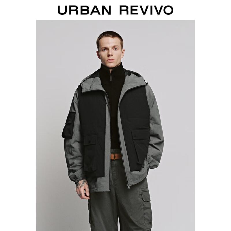UR2025 Men's Trendy Outdoor Faux Two-Piece Hooded Padded Jacket