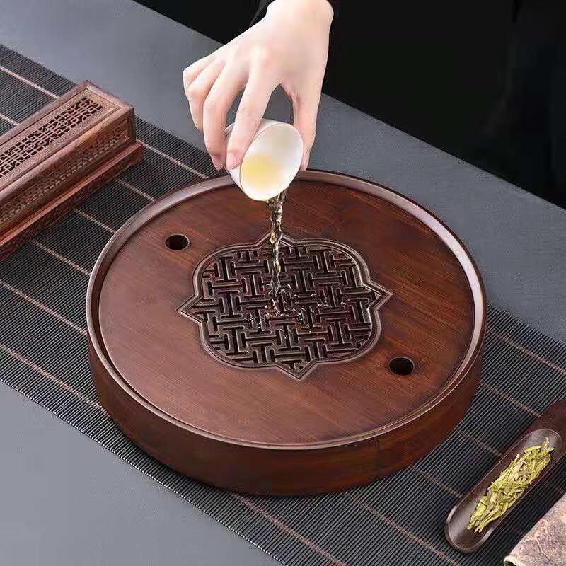 Oval Bamboo Water-Storing Tea Tray