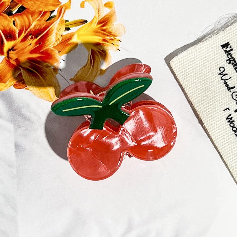 Strawberry and Cherry Fruit Accessory Hair Clip Sweet Girl's Half-ponytail Grab Clip Mini Small Hair Accessory