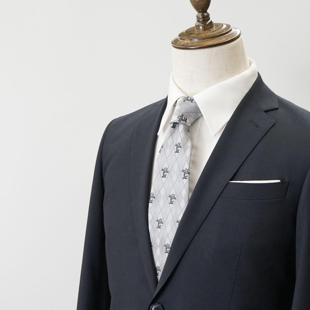 [Felix] The Cat  Character Tie (Argyle Pattern) UND49167 Silver