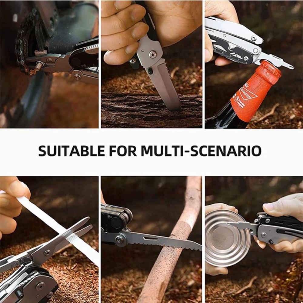 JUNEFOR Camping Multifunktionale Zange EDC Multi-Tool Klappzange Schneidwerkzeuge Handwerkzeuge Großes Messer Schere Zangen Werkzeugsatz Set