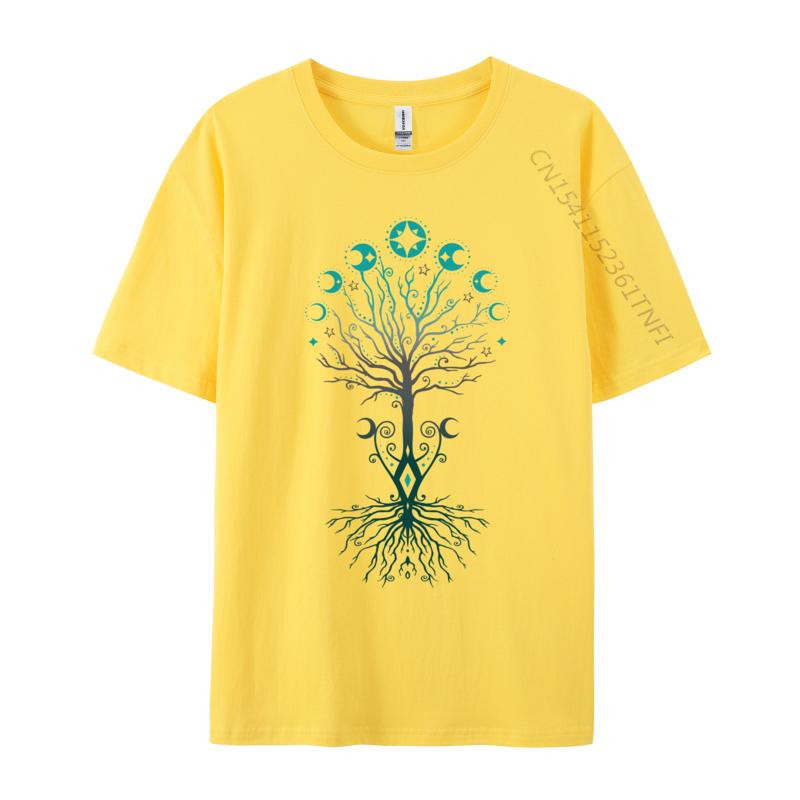 Moon Phases Tree of Life Yggdrasil Pagan Wicca Personalized High Quality Party Top T-shirts Pure Cotton Mens Clothing
