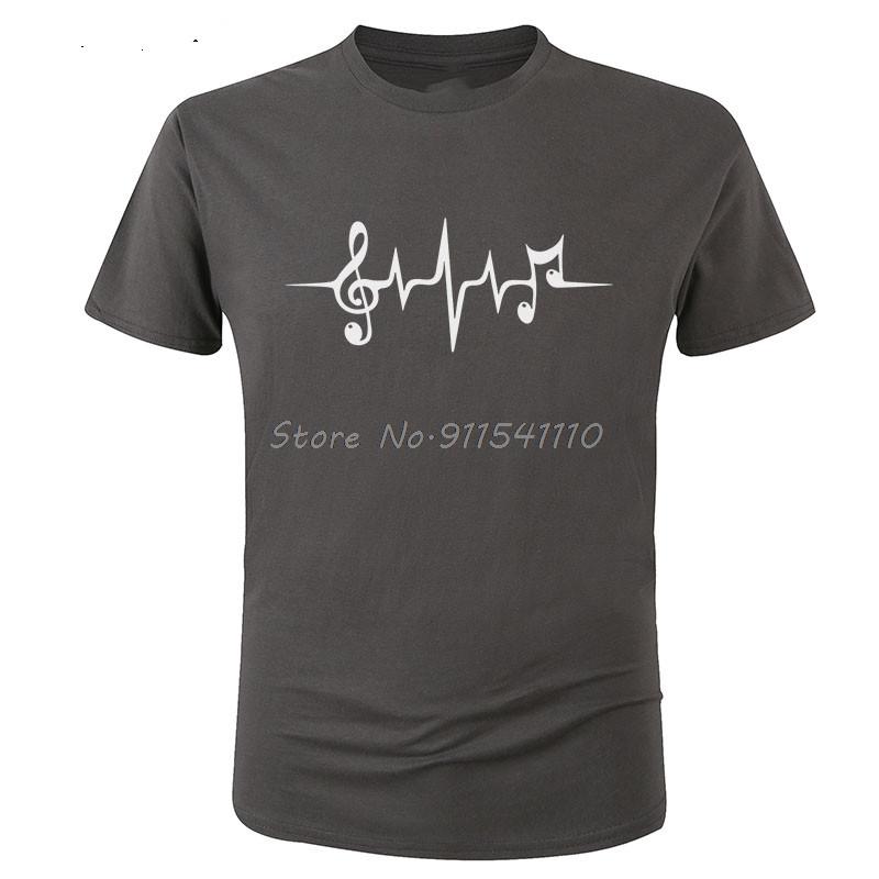 Music Pulse Heartbeat Notes Clef Frequency Wave Sound Festival T Shirt Men Summer Fashion Tops Cool Tee Cotton T-shirt
