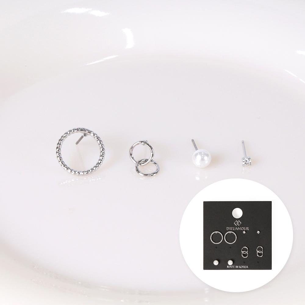 Dieuamour [8Pack] Round Cubic Pearl Daily Earring Set