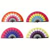 Vibrant Rainbow Folding Fan - Durable, Colorful Handheld Accessory for Pride Parties, Music Festivals & Raves