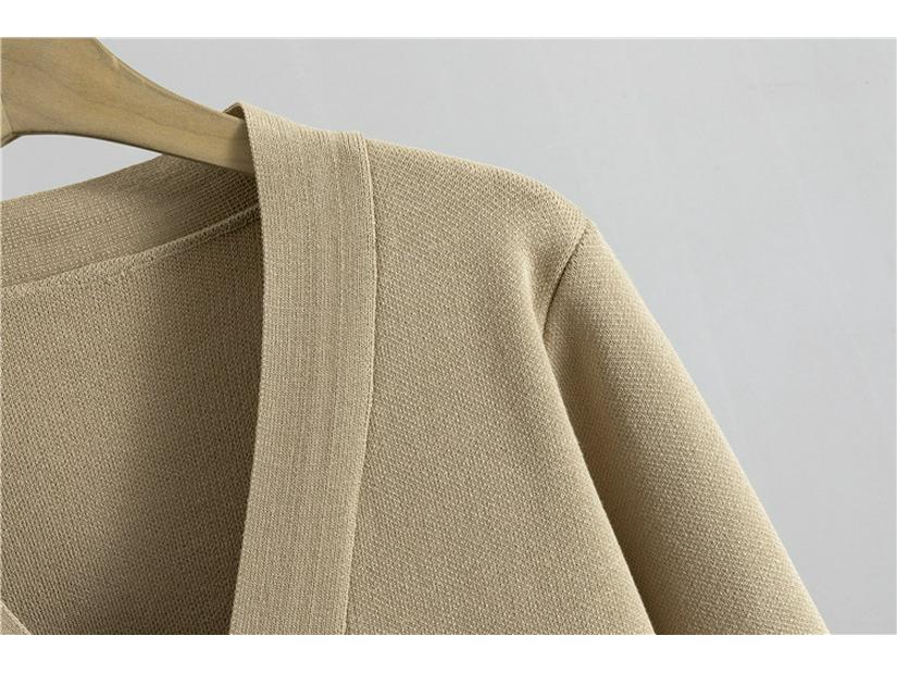 European Style Women's Autumn/Winter Knit Cardigan & Wide-Leg Pants Set