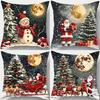 Set of 4 Holiday Christmas Pillow Covers,  Featuring Gingerbread Men, Snowmen, And Santa Claus Designs, Perfect for Decorating Sofas And Bedrooms