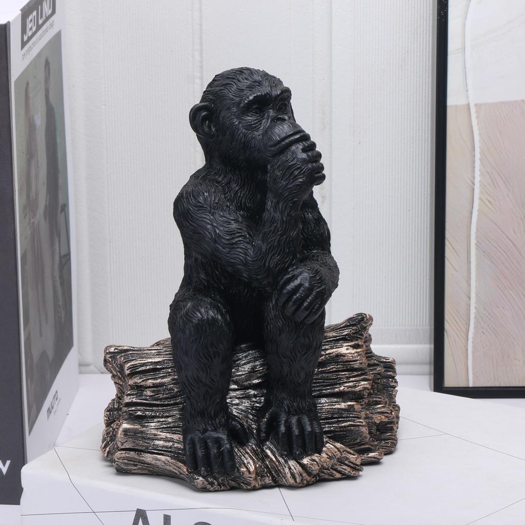 1 Stück Harzfiguren, Denker Schimpansen Abstraktes Ornament, Skulptur für Heim-, Büro-, Bücherregal-, Schreibtischdeko