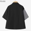 ZANZEA Women Casual Turn Down Collar Loose Short Sleeve Blouse