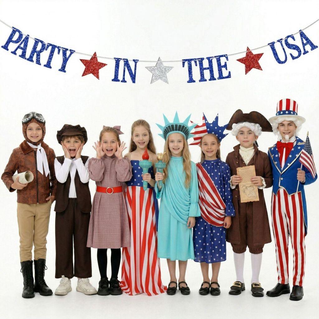 Us Colonial Child Dress With Polyester Fabric For Stage Performance And Costume Events