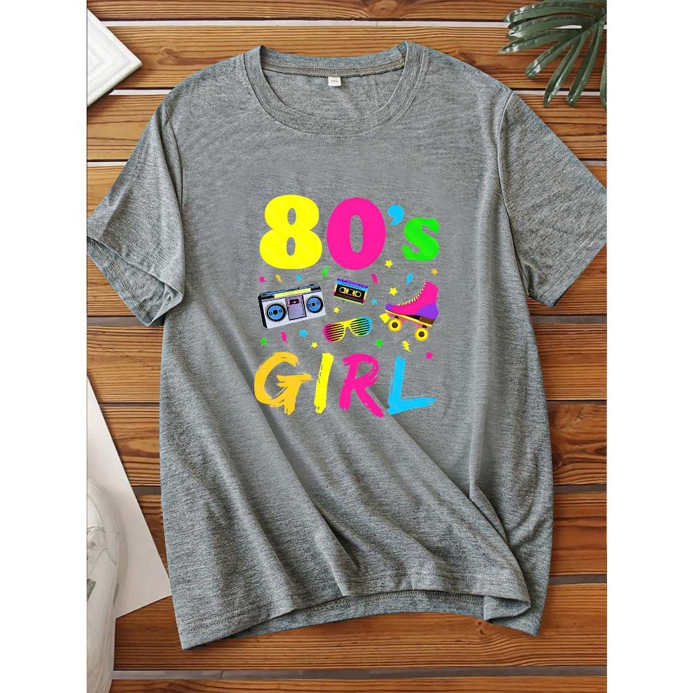 Women s plus Size T-Shirt round Neck Short Sleeve Printed Comfortable Casual Top for Ladies M