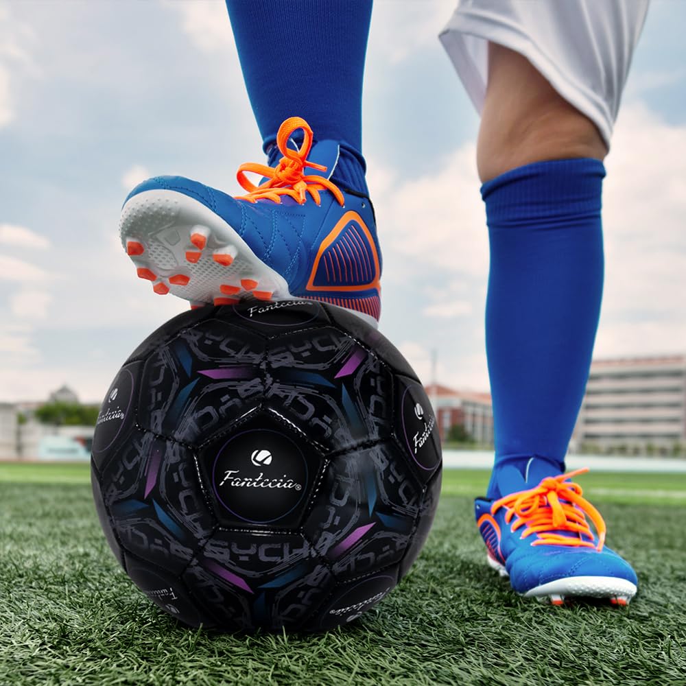 Fantecia Size 5 Soccer Official Size and Weight Leather Soccer Ball Ball,
