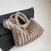 Plysj Skulderveske Dame Fuzzy Tote Fluffy Håndveske Ensfarget Furry Lommebok Vintergave