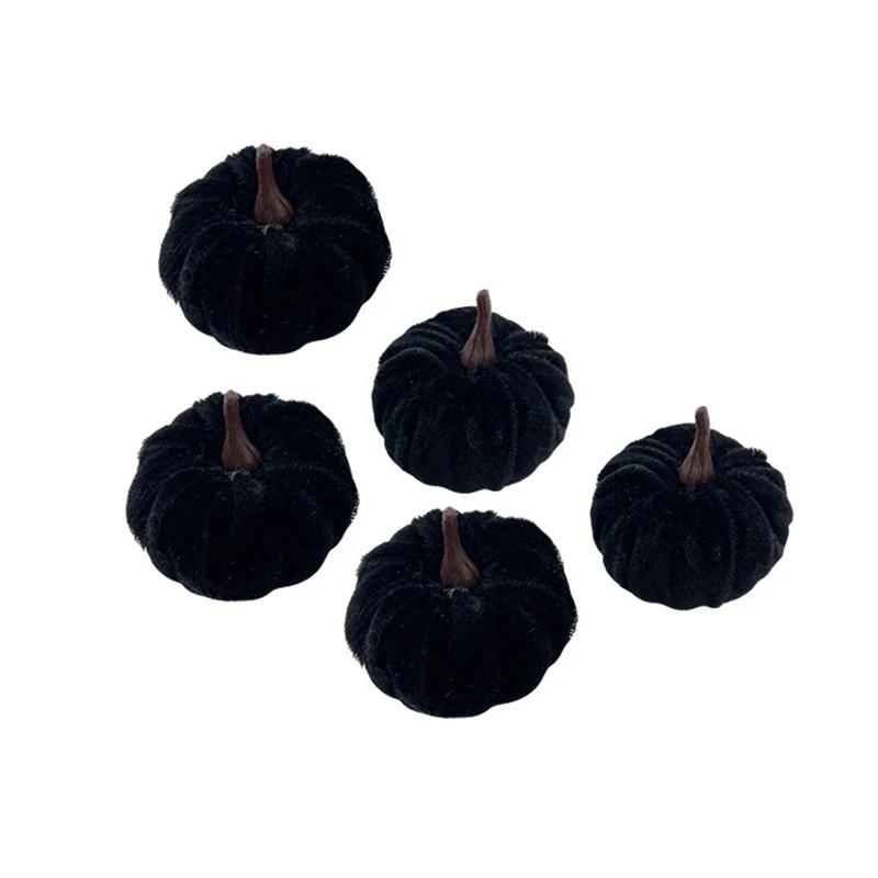 5PCS Halloween Pumpkin Set 5CM Artificial Pumpkin Decorations Halloween Party Foam Pumpkin Desktop Ornament Halloween Decor