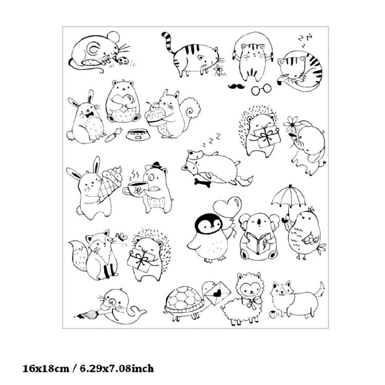 Timbro a Tema Animale per Biglietti Scrapbooking, Timbro Trasparente Decorativo per Sfondo, Strumento per Timbri in Gomma Trasparente