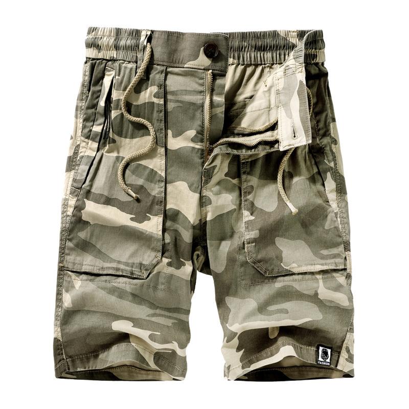 Exklusiv für Fabrikverkauf Sommer Herrenshorts Locker Camouflage Lässig 97% Baumwolle Elastisch Fünf-Punkt-Hose
