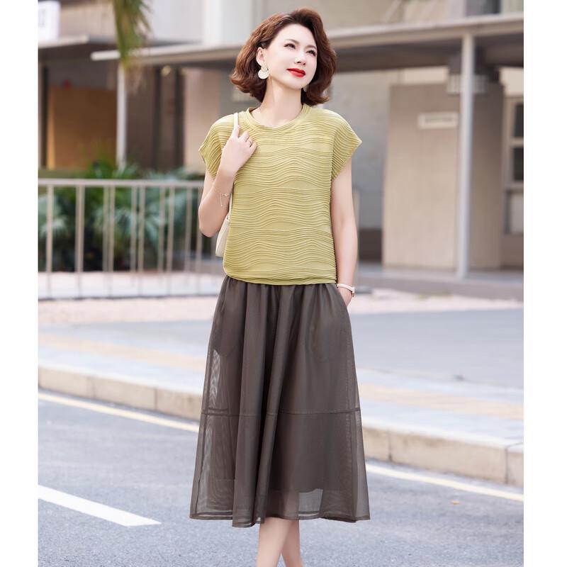 Women's Summer Short-Sleeve A-Line Dress Two-Piece Set