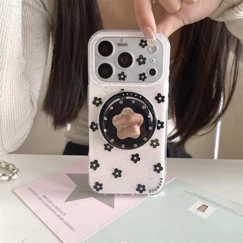 Elegant Black Flower Magnetic Case for iPhone 17/16 Pro Max/15/14 – Premium Spring Design