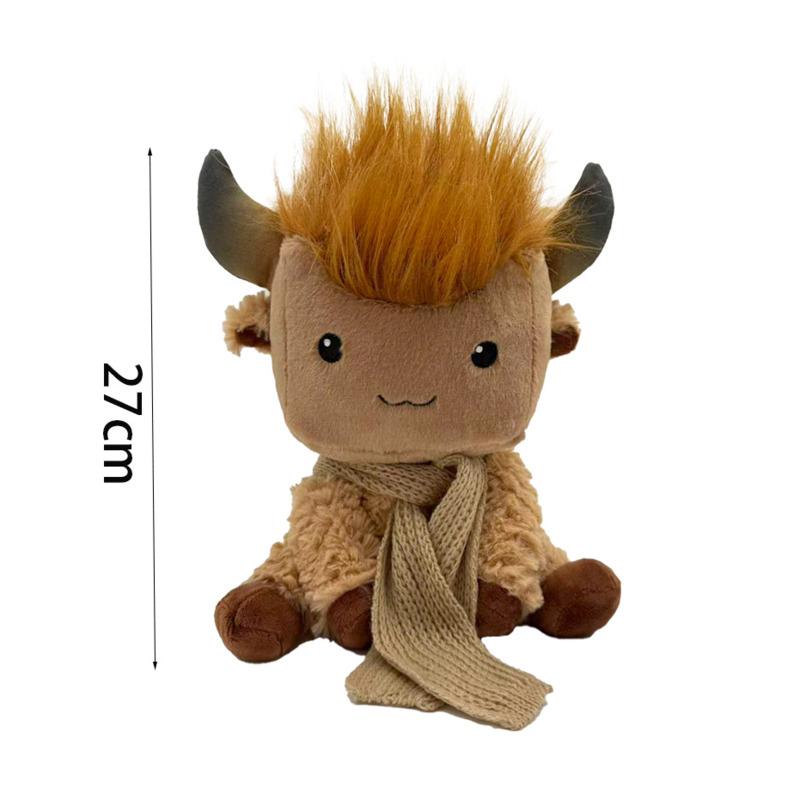 New Square Bull Plush Toy Short Plush Simulation Long-Haired Scarf Design Doll Interesting Fashion Ornaments Gifts For Children коричневый