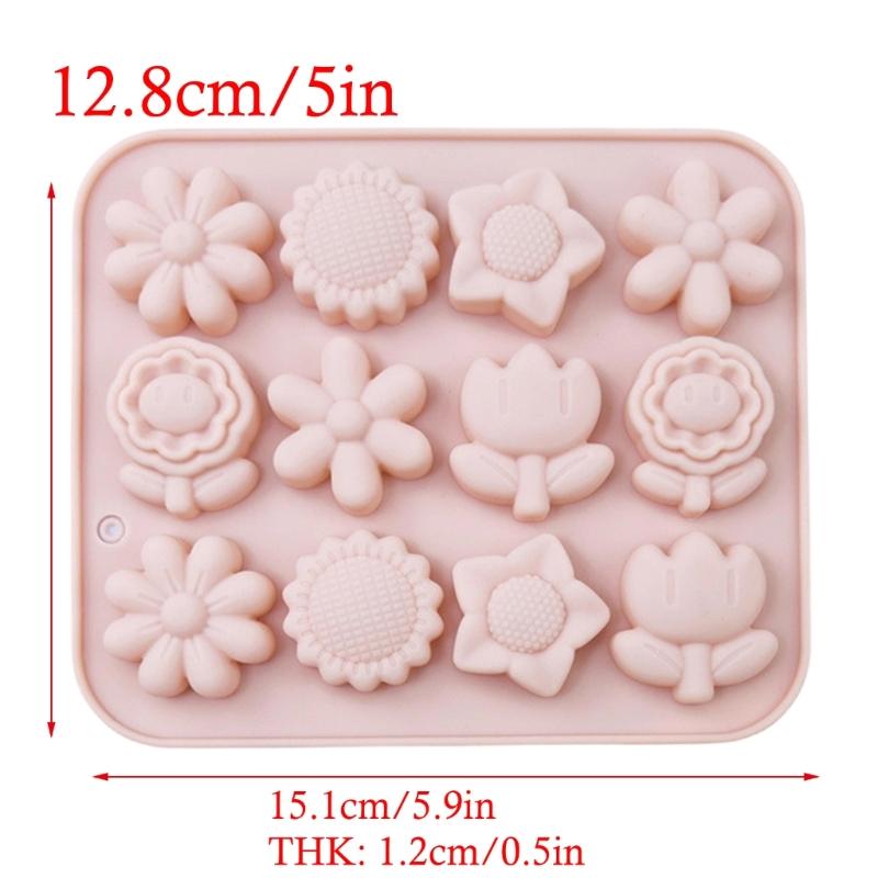 12 Cavities Flower Silicone Molds Fondant Molds for Epoxy Resin Making Soap Cake Decoration Candy Chocolate Baking Tool