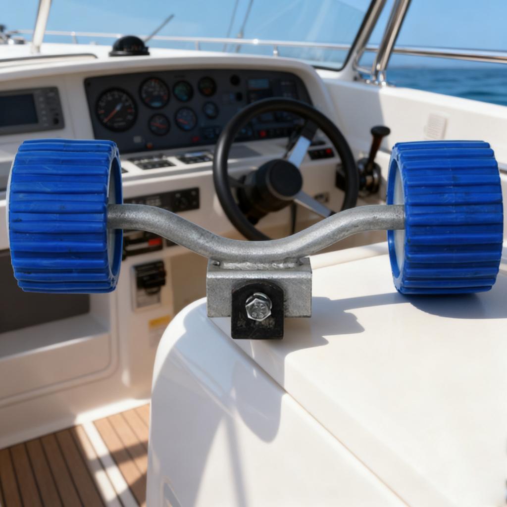 Adjustable Keel Support Rollers For Yacht Trailers Featuring Anti Skid Rubber Surfaces And Steel Brackets